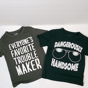 The Children's Place Gray and Dark Green Short Sleeve Tees